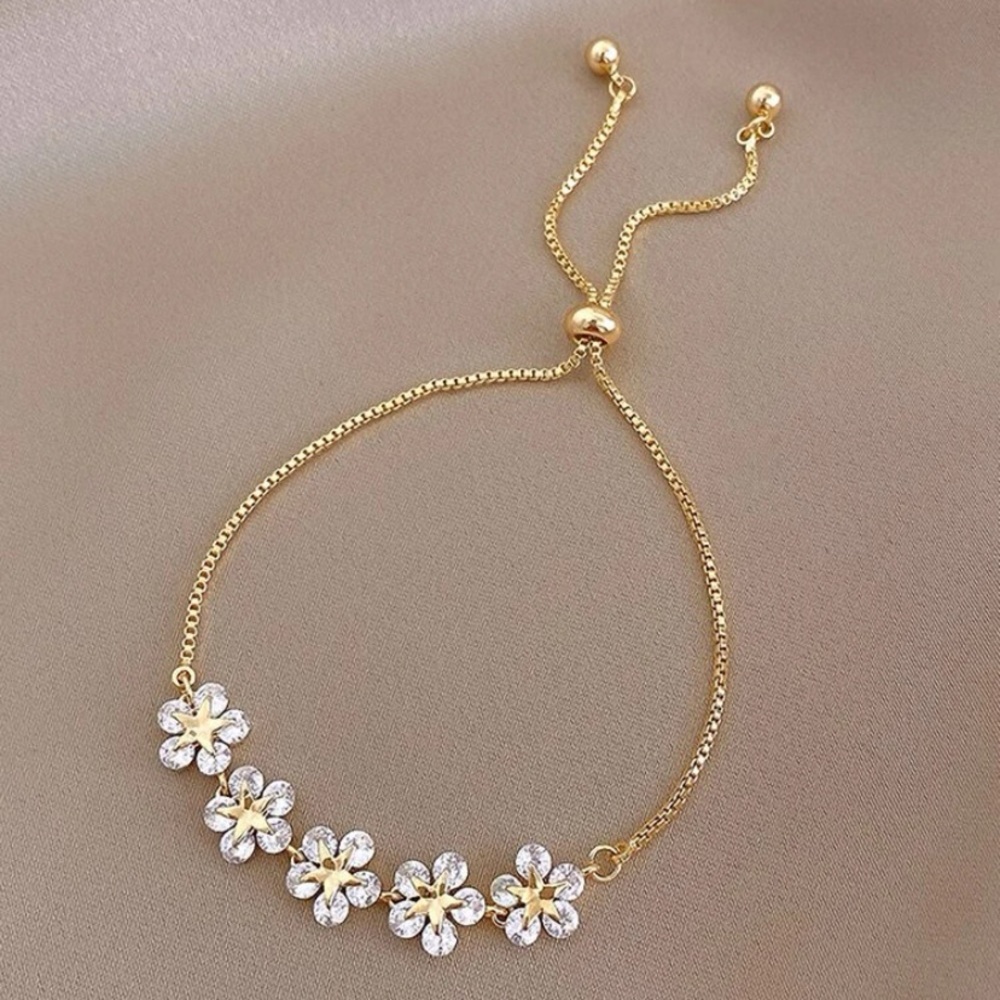Cubic zirconia gold plated chain bracelet